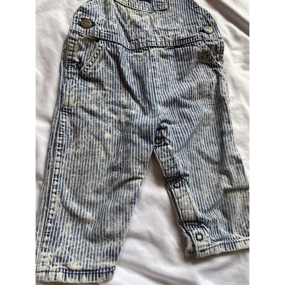 Oshkosh Vintage Train Railroad Overalls Acid Wash Striped Vestbak 24 Mo USA - Picture 3 of 14